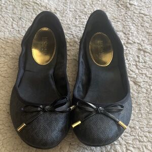 Michael Kors Black Flats with Gold Accents